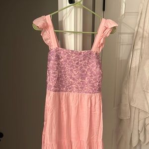 Impeccable Pig light pink dress with purple stitching